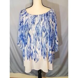 Alfani ; blue sheer cover blouse